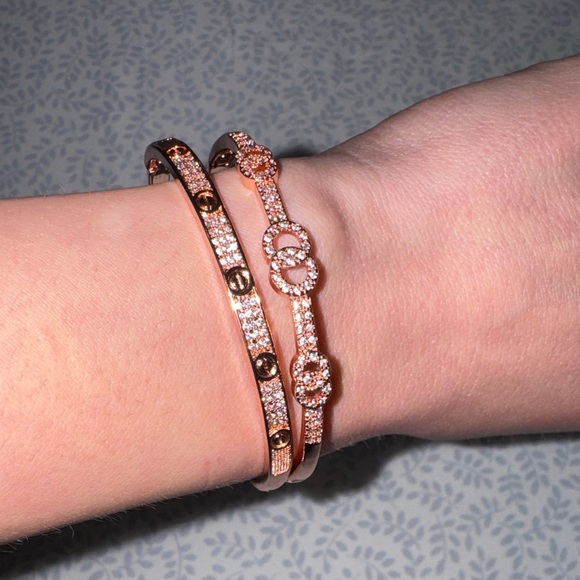 Lenovo Rose Gold Women's Bangle Bracelet Set - Sparkling Duo - Picture 3 of 3